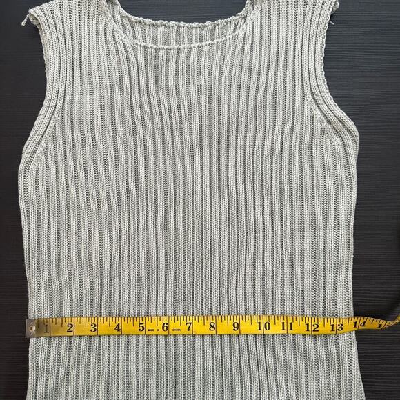 J. Ing Tan Crew Neck Sleeveless Ribbed Knit Casual Midi Tank Dress Size Small - Picture 13 of 14